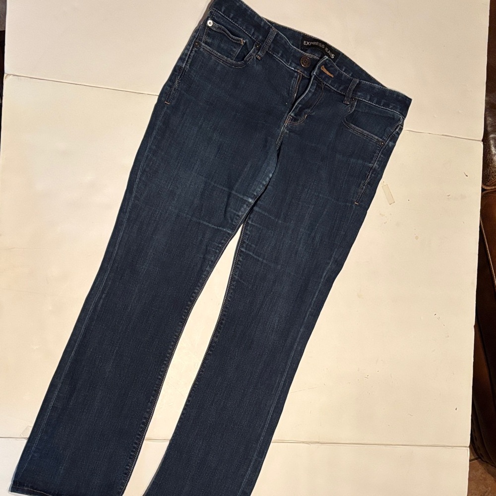 Express Dark Blue Straight Leg Jeans